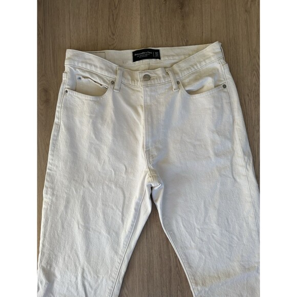 Abercrombie‎ & Fitch Jeans Men 32x32 Cream Speckled Vintage Stretch 90s Straight - Picture 2 of 11